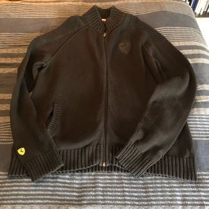 Ferrari Zip Up Black Cotton Sweater